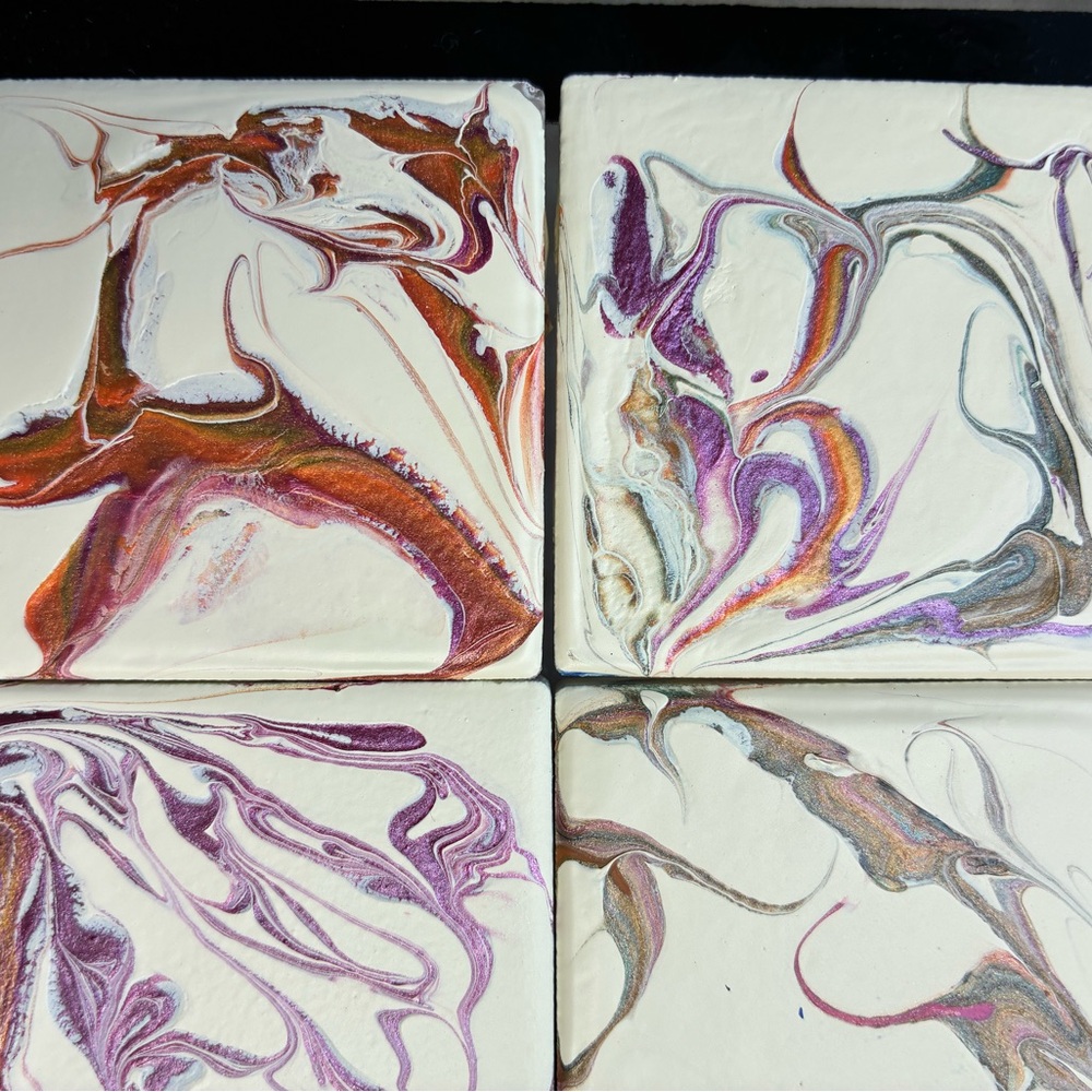 Abstract four tile hanging wall art - Picture 6 of 7